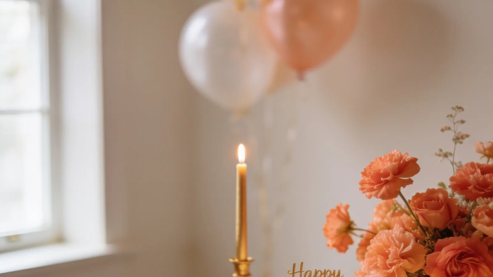 Festliche Premium-Geburtstagstafel mit Kerzen und Blumen
